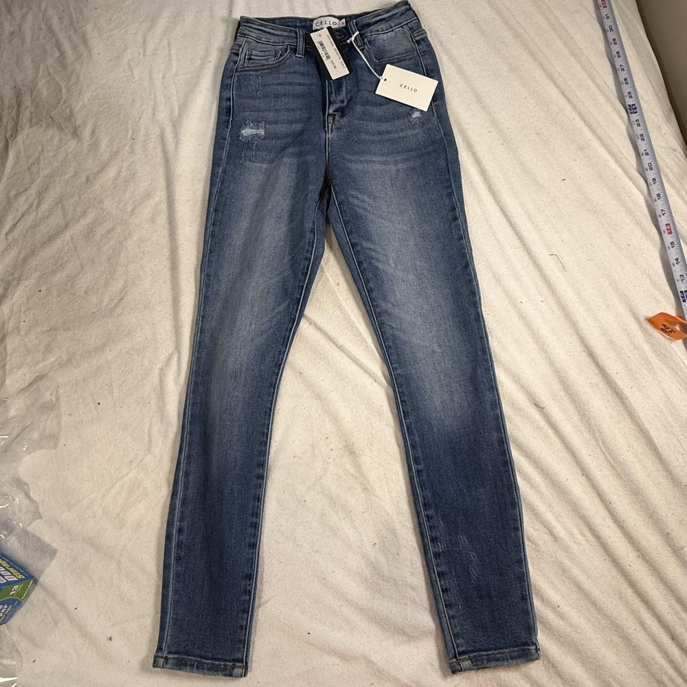 New w 6 gags Cello Jegging Pants Juniors 3 Blue Denim Stretch Skinny Casual